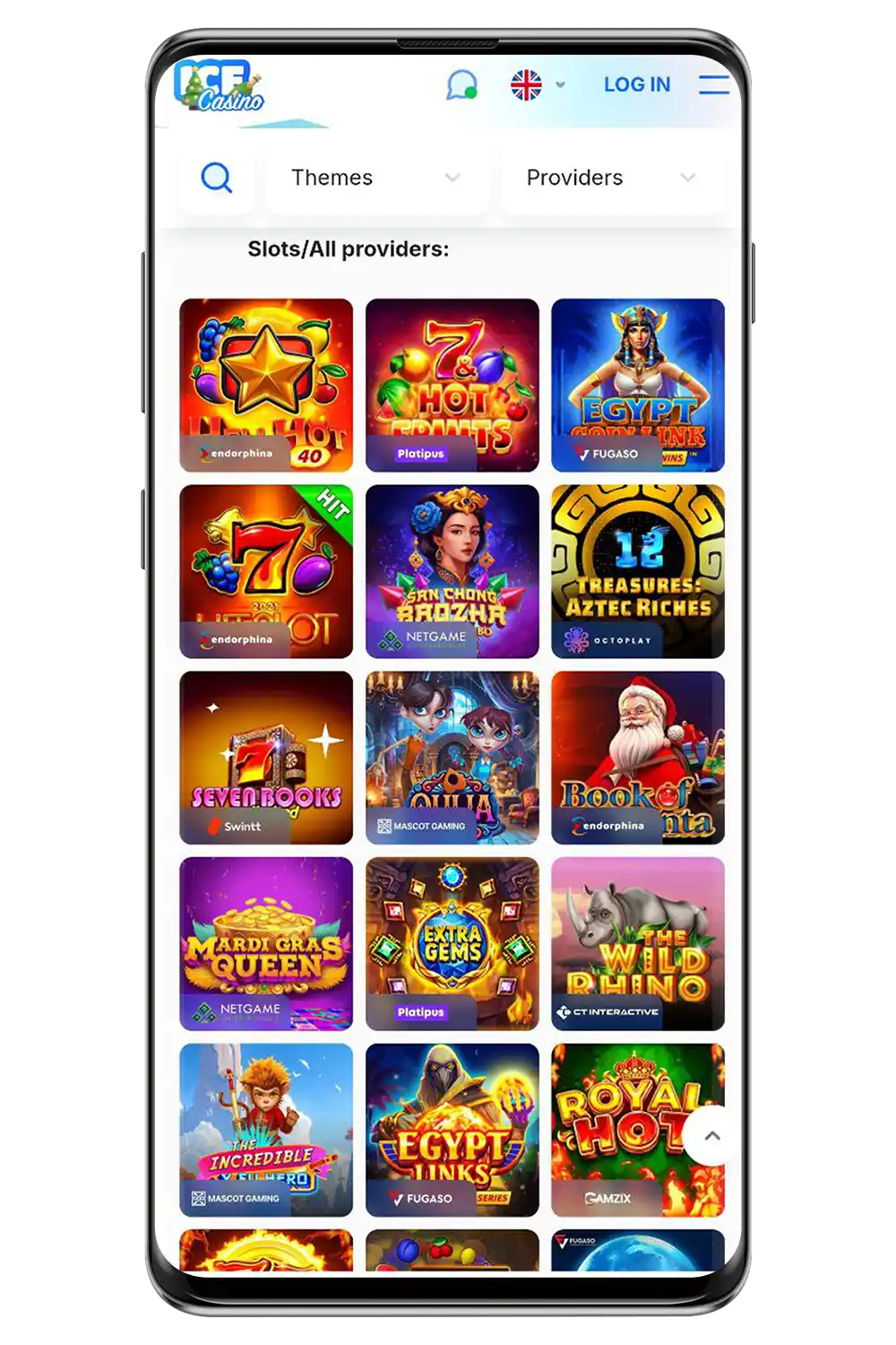 Skjermbilde av den offisielle nettsiden til ICE Casino